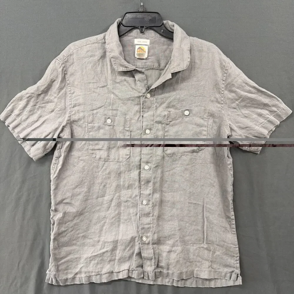 C&C California 100% Linen Grey Button Down Shirt Size L